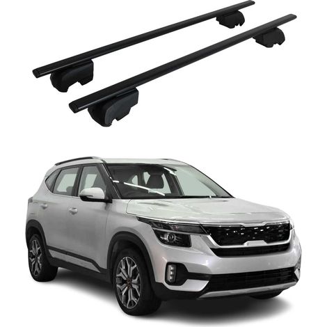 OMAC Dachtrager Quertrager für Kia Seltos 2021-2026 – City Crash getestet – ISO PAS 11154:2006 – Abschliessbar – Max 75 kg – 2 Stangen Stahl Schwarz (1/5)