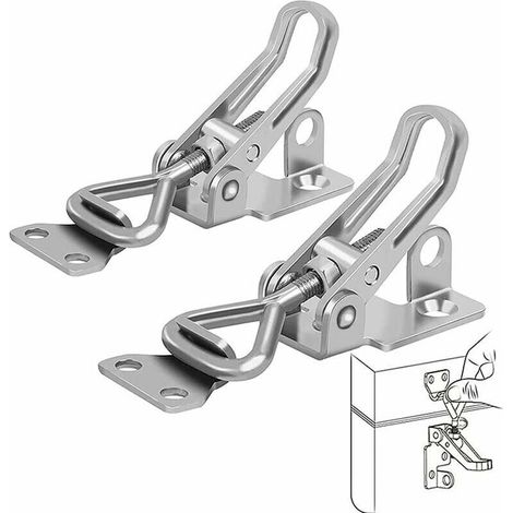 Loquet Bascule Acier Inoxydable, 2 Pièces Loquet à Bascule Métal, Fermeture Levier, Pas de Rouille, Fixation Solide, Pince Loquet Loquet Bascule, pour Fixation et Serrage des Valises d\\'Armoires Port (1/5)