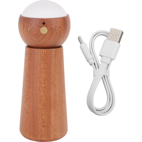 Lampe de table en bois à commande vocale intelligente, diffuseur lumineux rechargeable USB pour chambre, dortoir, bureau (1/5)