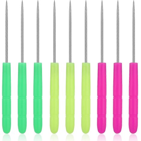 50 aiguilles à coudre, découseur, outils de couture, aiguilles à tracer, outil de broderie et de quilling (rose, vert, jaune mélangés) (1/5)