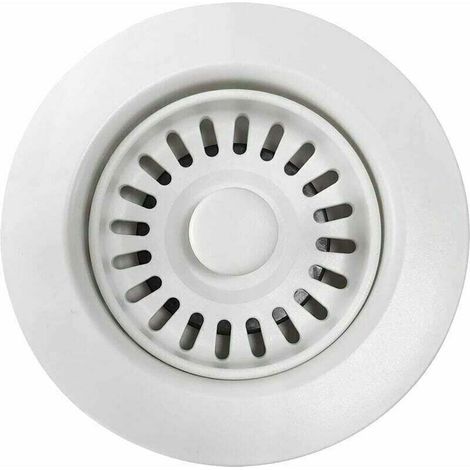White Polymer Kitchen Sink Drain Plug with Removable Basket Filter, For 4.5 cm Drain Openings. (1/4)
