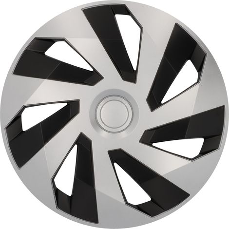 Cartrend Radzierblenden Flow 40 cm (16 Zoll) silber schwarz 4 Stück Radkappe (1/3)