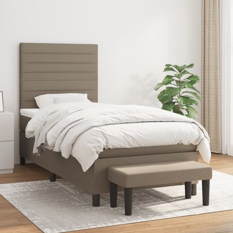 Boxspringbett mit Matratze Taupe 90x190 cm Stoff vidaXL739316 (1/5)