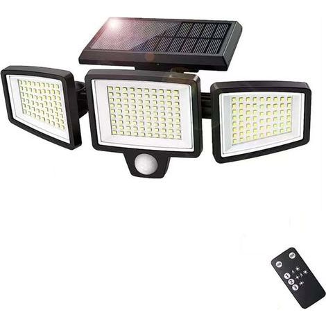 Lumières solaires extérieures 2500LM 210 LED Lumières de sécurité, 3 têtes Lumières de capteur de mouvement, IP65 imperméable, Lumières murales avec 3 modes, 1PCS