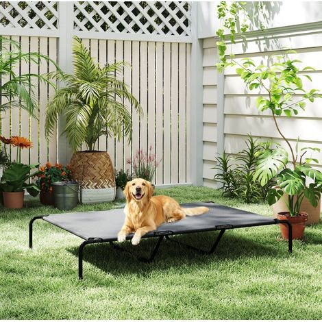 Cama elevada para perro de exterior 152 x 94 x 23 cm, malla transpirable, gris OKMYHOME (1/5)