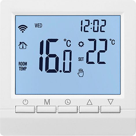 TONYSA Thermostat de chaudière à gaz (avec piles), thermostat mural, thermostat programmable, thermostat d'ambiance, alimenté par 2 piles AA, pas de WiFi, piles non incluses (1/5)