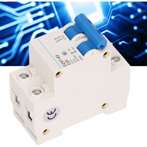 Disjoncteur miniature DZ47-63 C20 2P 400 V 20 A, montage sur rail DIN, pouvoir de sectionnement 6000 A (1/5)