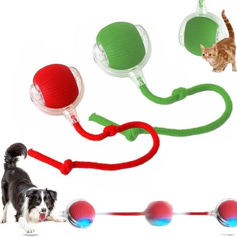 Lot de 2 balles roulantes automatiques intelligentes pour animaux de compagnie, rechargeables, à mouvement irrégulier, pour chats et chiens (1/5)