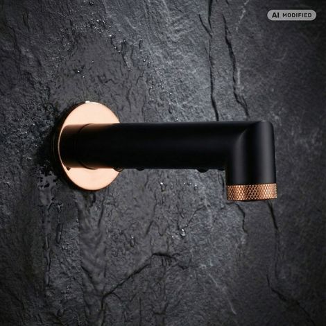 PaulGurkes Robinet de baignoire Noir Mat Or Rose (1/5)