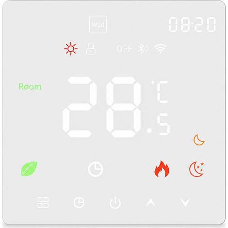 Thermostat pour chauffage à eau et chaudière murale, sans Wi-Fi, blanc, 3 A (1/5)