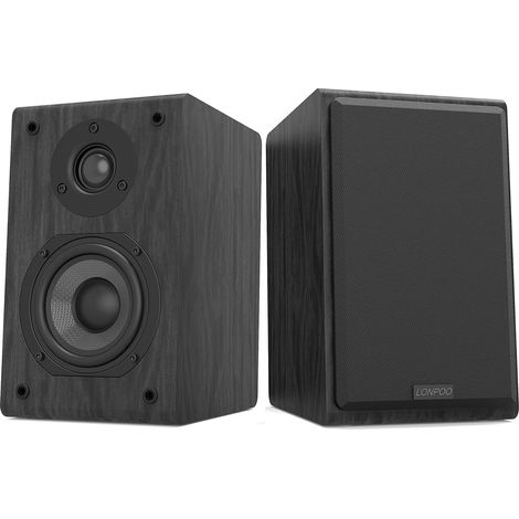 Paire d'enceintes HiFi de Bibliothèque (2x75 W, Subwoofer de 4", Haut-parleurs d'étagère, 4-8 ohms) (1/5)