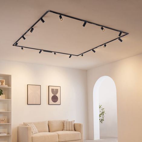 Große Deckenschiene schwarz mit 16 schwenkbaren Spots LED 80W - Lyne (1/5)