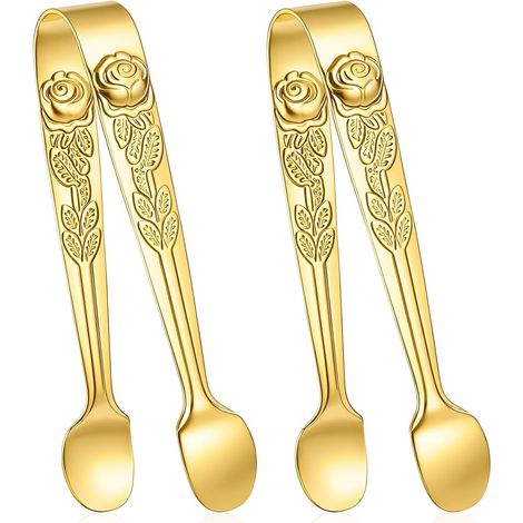 Pinces à Sucre - Lot de 2 - Acier Inoxydable Doré - Glace et Dessert - Bar et Café - 10,2 cm (1/5)