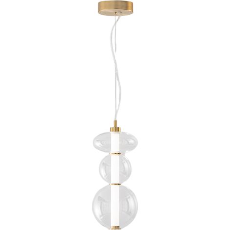 Suspension Led En Verre Transparent 3 Lumières, Structure En Laiton Bruni, 24W 1920Lm, Design Moderne Pour L'Intérieur, 50,5 Cm - Par Perenz (1/4)