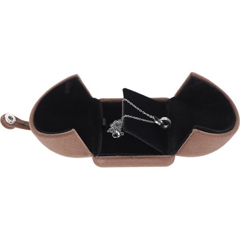 Boîte à bijoux en velours marron - Écrin pour collier, bracelet, boucles d'oreilles - Cadeau idéal (Format compact) (1/5)