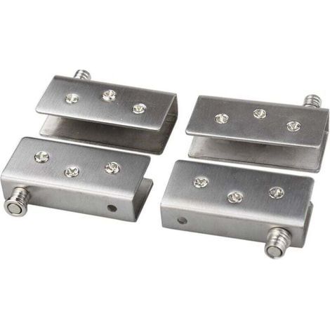 4er-Pack Glastürscharniere, 90°-Drehgelenk, bohrfreie Montage, Edelstahl, passend für 8–10 mm Glas (1/4)