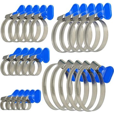 25 Pièces Collier de Serrage Inox Réglable, Collier de Serrage Métallique, Boulons Collier Durite Voiture, Piscine, Gaz (1/4)