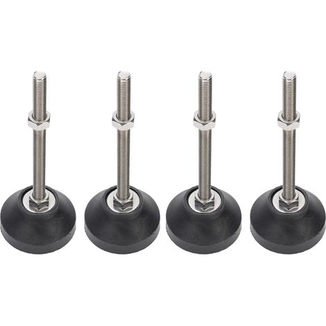 Lot de 4 pieds de nivellement M8 réglables, antidérapants, en caoutchouc, pour établi, meubles, tables, chaises, étagères, etc. (noir) (1/5)