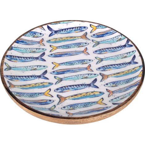 Grande piatto da pesce in legno e resina - Stile marino per la decorazione (1/3)
