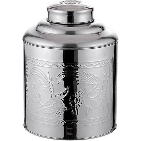 Boîte à thé portable en acier inoxydable, boîte à thé hermétique pour thé en vrac-11.00X8.80X5.50CM-Silver (1/3)