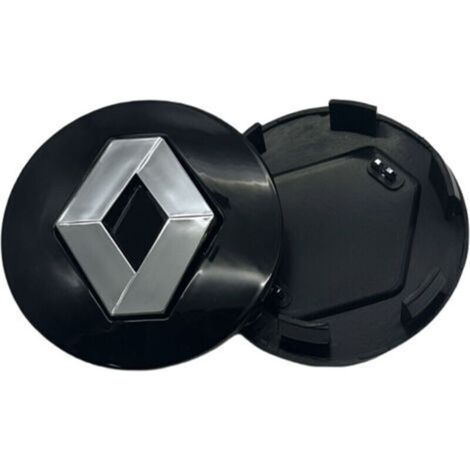 Cache Centre de Roue - 57 mm - Compatible Renault Kadjar Scenic Koleos Fluence Latitude - ABS - Lot de 4 - Noir (1/2)