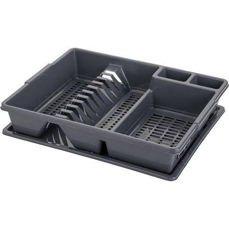 SECADOR DE PLATOS CLÁSICO DE PLÁSTICO GRIS OSCURO - BEN