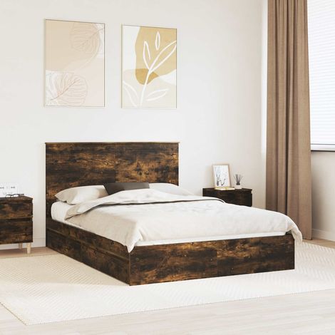 Aufbewahrungsbett Geräucherte Eiche 135 x 190 cm Holzwerkstoff