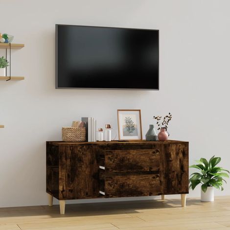 Meuble TV, Banc TV, Support pour Téléviseur, Meuble de Salon Chêne fumé 102x44,5x50 cm Bois d'ingénierie YHJ37643 (1/5)