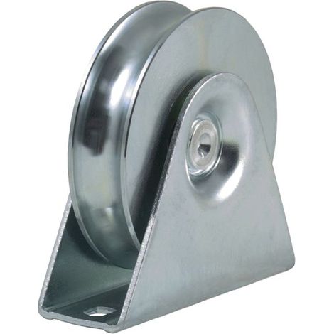 Round groove wheel - IBFM - 100mm - Galvanized steel - Fixed support - Ball bearings