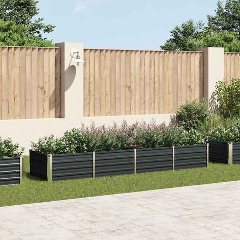 vidaXL Arriate de acero galvanizado gris antracita 320x80x45 cm (1/5)