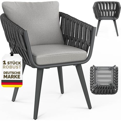 tillvex® Gartenstuhl 1 Stück Wetterfest mit Armlehne Outdoor Stühle bis 160kg belastbar Gartenstühle UV-beständig Terrassenstuhl Sessel Gartenmöbel Terrasse Balkon Garten