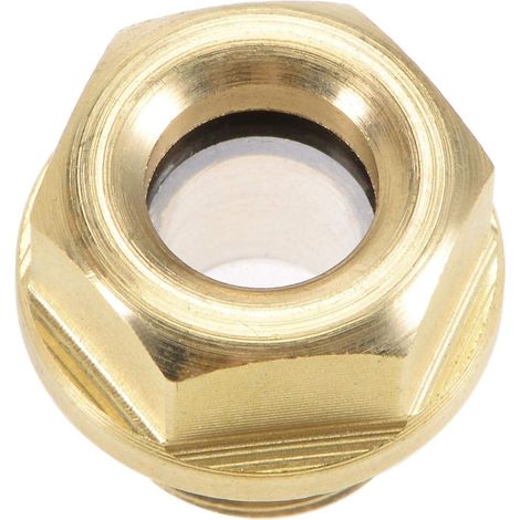 Niveau d'huile Compresseur d'air Jauge Bouchon Voyant d'Huile Indicateur Liquide Verre Vue Voyant Raccord en Laiton à Filetage Mâle M12 x 1,5 avec Joint Torique Jaune (1/4)