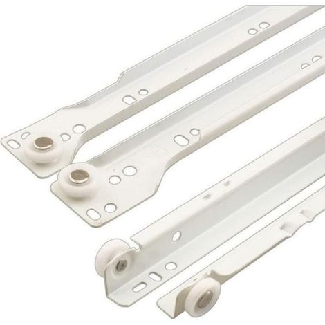 Kit de glissières pour tiroirs - Convient à la plupart des tiroirs inférieurs/latéraux - 1 jeu, blanc, 35 cm