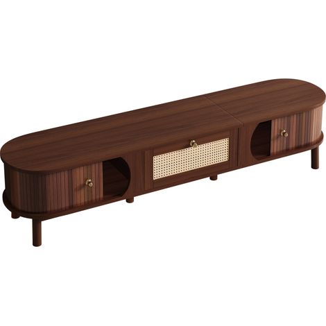 Mueble TV de 170 cm con puertas de madera y cajones de ratán HOMVRA (1/5)