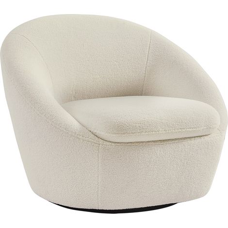 Poltrona girevole arrotondata in Tessuto bouclette Bianco - LACARA