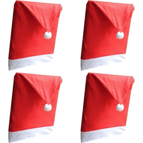 4PCS Santa Claus Red Hat Chair Back Covers Christmas Dinner Table Party Decor 20 24 pouces (50 60 cm) (1/4)