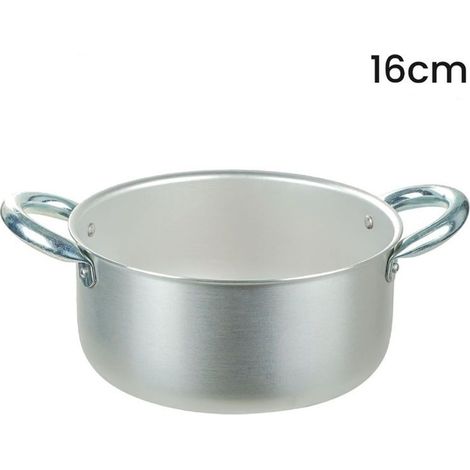 TrAdE Shop Traesio - Casseruola Pentola In Alluminio Con 2 Maniglie Metallo ø16-18 Cm Utensile Per Cucina -    -diametro 16cm   -