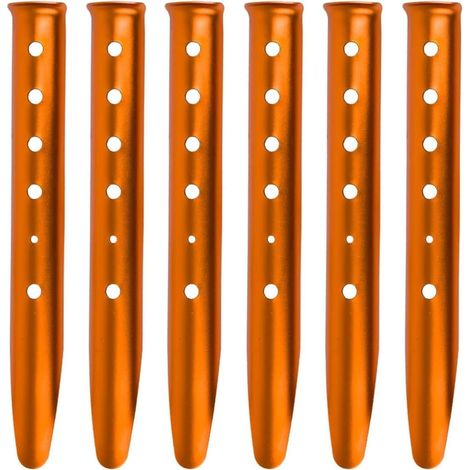 piquets de tente métalliques robustes, pour le sable et la neige, idéaux pour les tentes de plage, l'ombrage, les auvents, le camping, la randonnée et le trekking. Couleur orange.