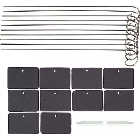 Étiquettes pour plantes en ardoise (10 pièces), marqueurs pour plantes de jardin, étiquettes pour plantes naturelles avec piquets métalliques et marqu (1/5)