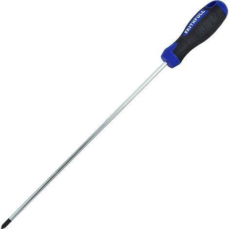 Faithfull Pozidriv Soft Grip Screwdriver 1pz x 250mm Long Reach (1/4)