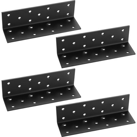 Connecteur d'Angle en L, Lot de 4, Équerre d'Angle Perforée 90 Degrés, Renfort Robuste pour Bois, pour Renforcements, Réparations, Tables, Armoires, Meubles - 140x40x40mm (1/5)
