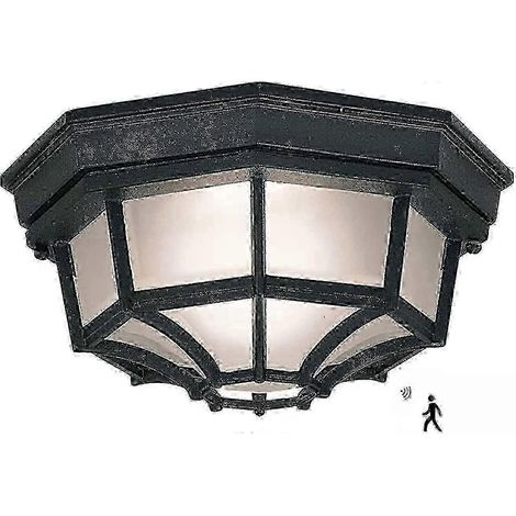 Kompatibel mit der TCGG 12W LED-Deckenleuchte und der Außenwandleuchte mit Bewegungsmelder. Klassisches Design aus schwarzem Metall und Glas. (1/5)