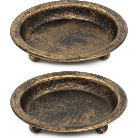 Lot de 2 bougeoirs en métal, décoratif style soucoupe pour bougies pilier/parfumées/sans flamme/boule, support de bougie en fer pour centre de table (1/5)