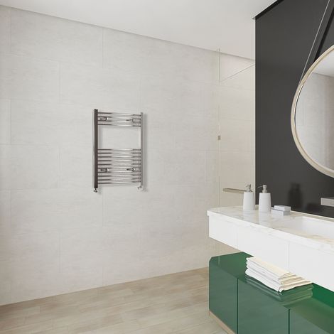 Acezanble 800x400mm(HxW)Chrome Curved Center Heated Towel Track Heated Towel Radiator