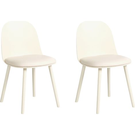 Lot de 2 Chaises de Salle à Manger en Simili Cuir Structure Synthétique Beige Clair Ankeny (1/5)
