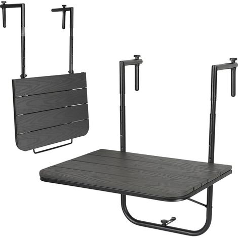 Randaco Balkonhängetisch ,Gartentisch klappbar, Hängetisch 4-stufig höhenverstellbar, Balkontisch bis 40kg belastbar, Klapptisch Metall,Balkon Tisch