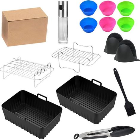 Ensemble de plaques de cuisson en silicone résistantes aux hautes températures pour friteuse à air chaud 2 en 1 (1/5)