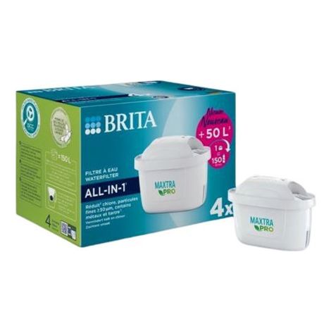 BRITA Cartouche Filtre a eau MAXTRA PRO Pure Performance (All-in-1) Pack de 4 - Filtre a eau carafe filtrante - reduction2 des micro-impuretes telles que certains PFAS3, metaux, chlore et tartre