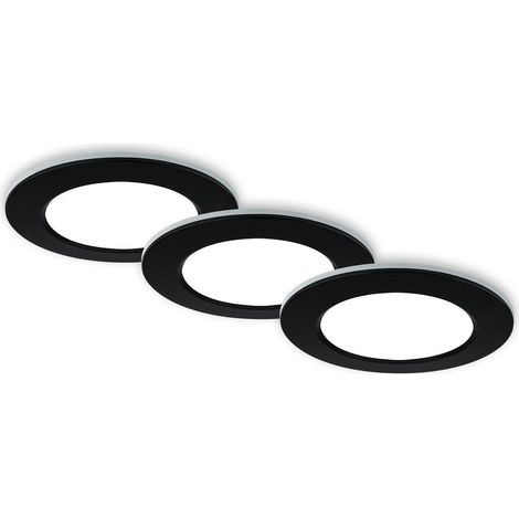 LED Einbauleuchten Bad 3x5W dimmbar Fernbedienung IP44 schwarz Ø9,2cm Briloner