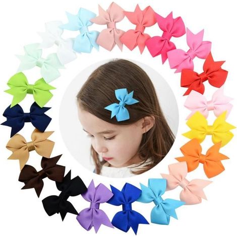 20 Pcs Cheveux n Ruban Bowknot Cheveux Cheveux Barrettes pour Bébé Filles-Ywey (1/4)